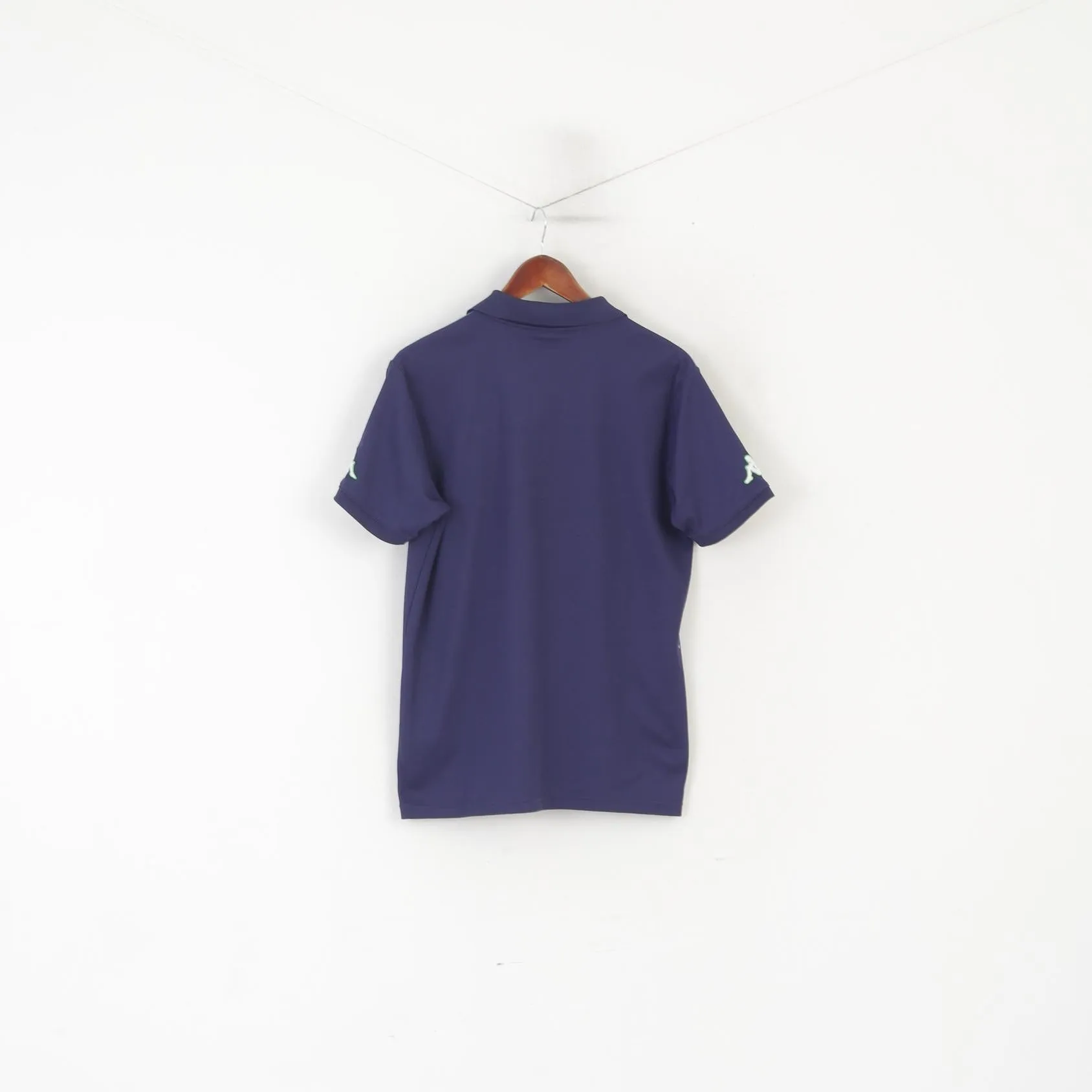 Kappa Men M Polo Shirt Navy Shiny Vintage Tennis Sportswear Logo Jersey Top