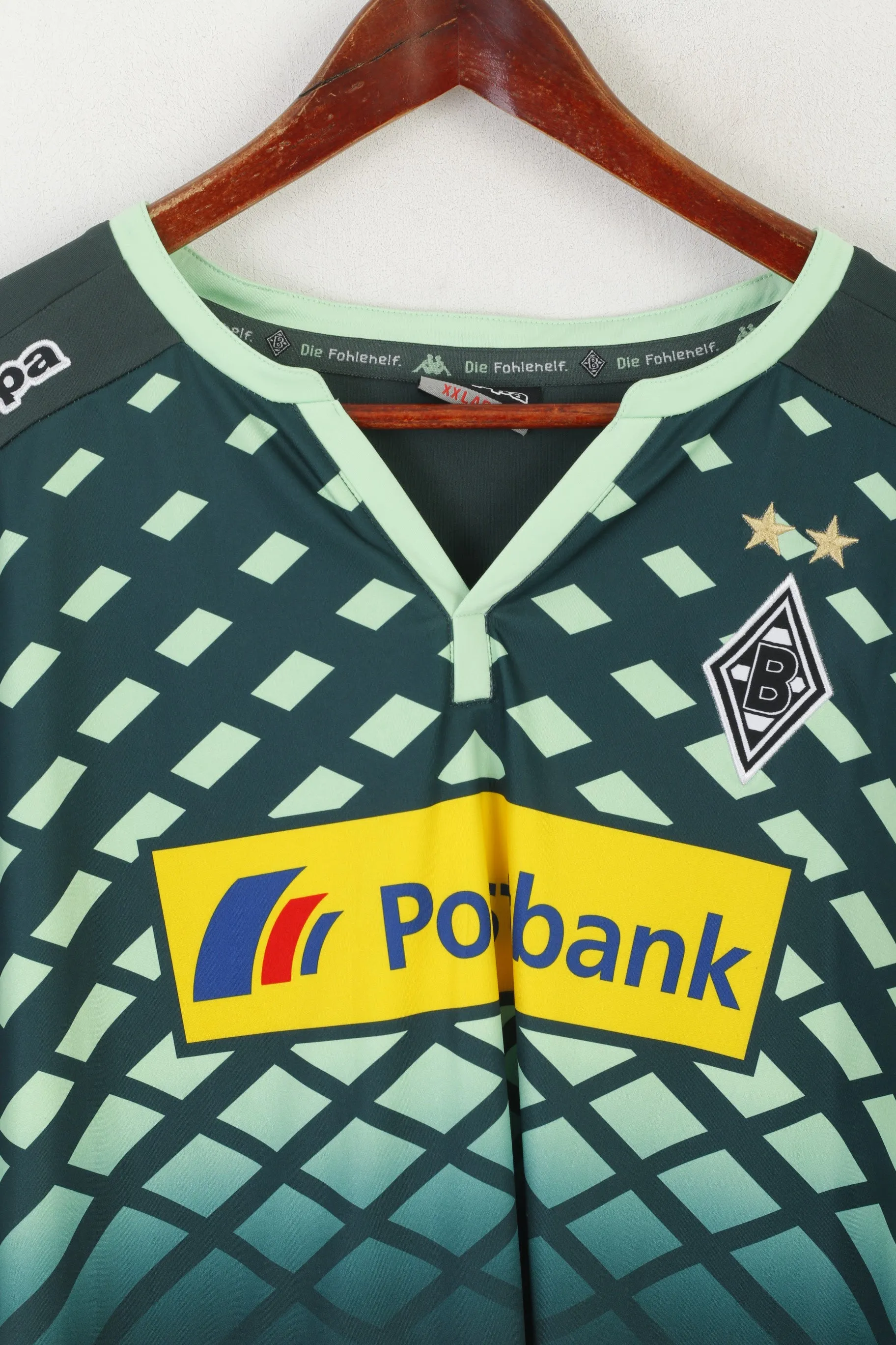 Kappa Men XXL Shirt Black Borussia Monchengladbach #24 Jantschke 2015/2016 Football Jersey Top