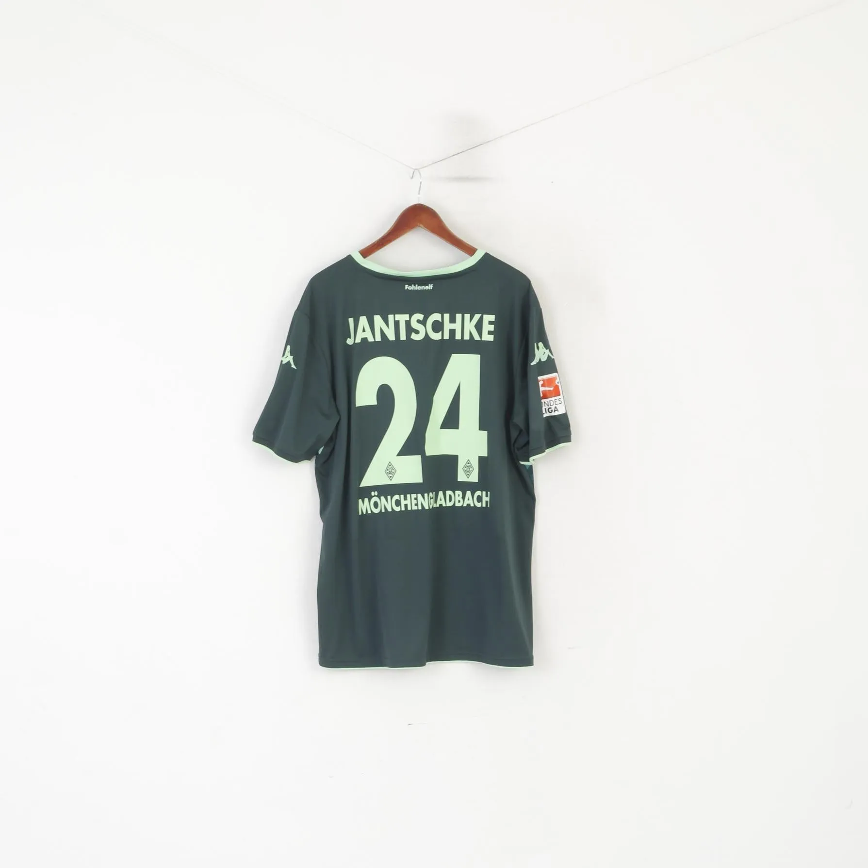 Kappa Men XXL Shirt Black Borussia Monchengladbach #24 Jantschke 2015/2016 Football Jersey Top
