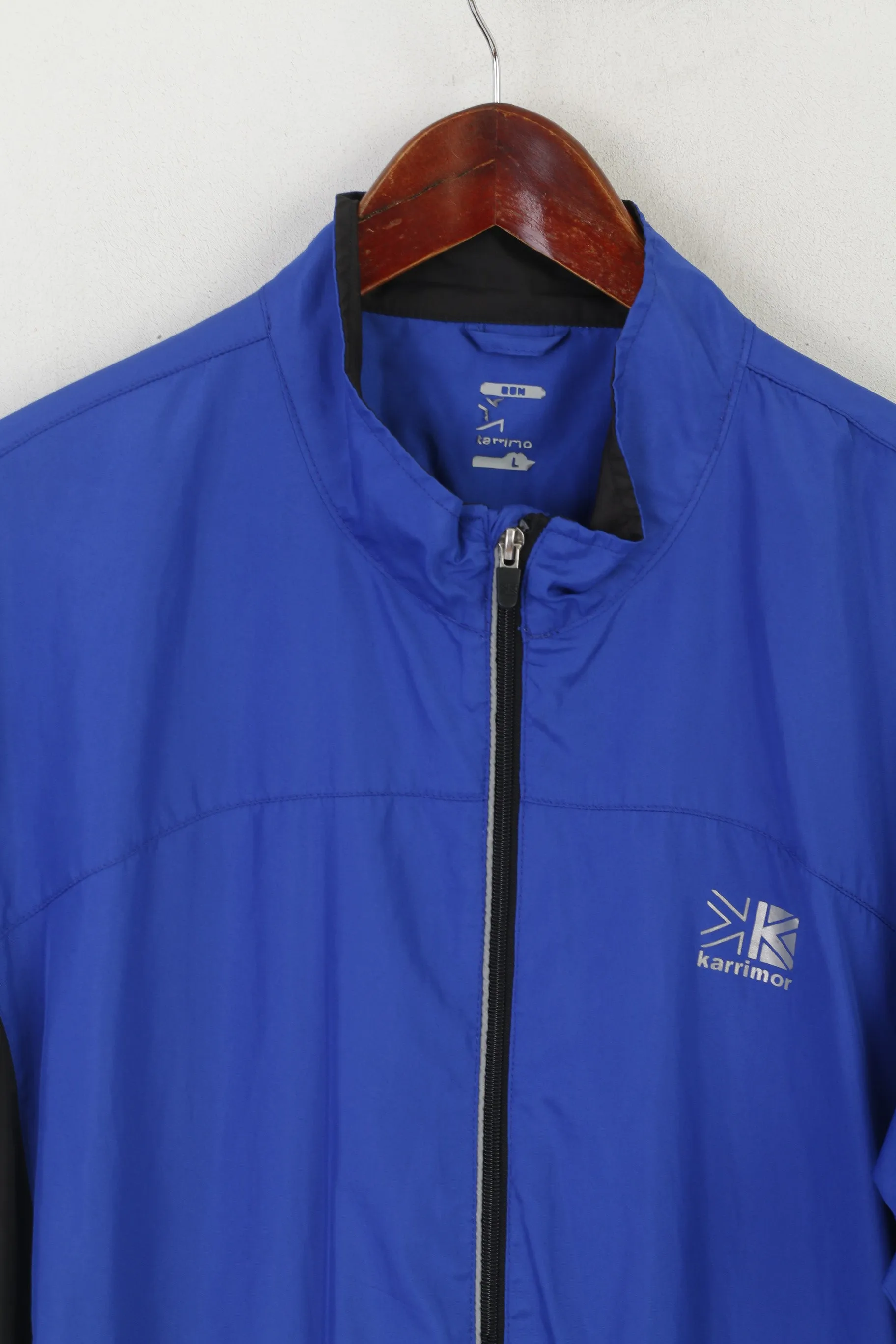 Karrimor Men L Jacket Blue Lightweight Running Reflective Sport Training Zip Up Top