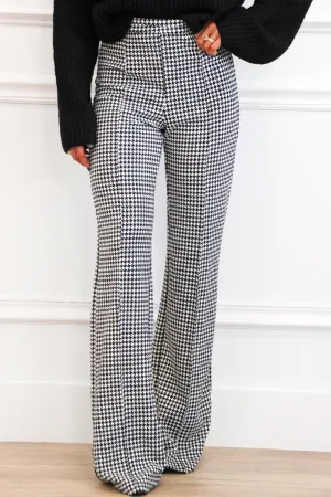 Kendlyn Houndstooth High Waisted Pants: Black/White