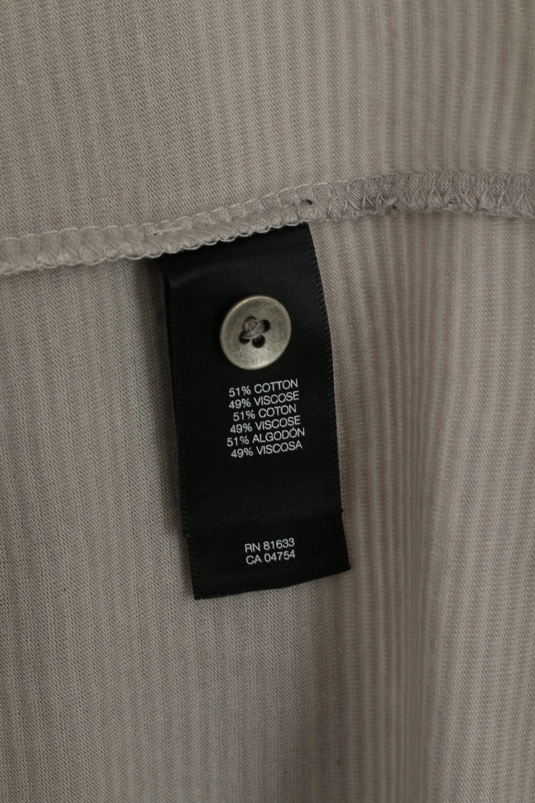 Kenneth Cole Men XXL Shirt Grey Striped Soft Thin Material Cotton Summer Top