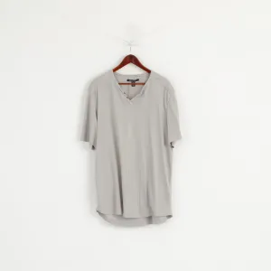 Kenneth Cole Men XXL Shirt Grey Striped Soft Thin Material Cotton Summer Top
