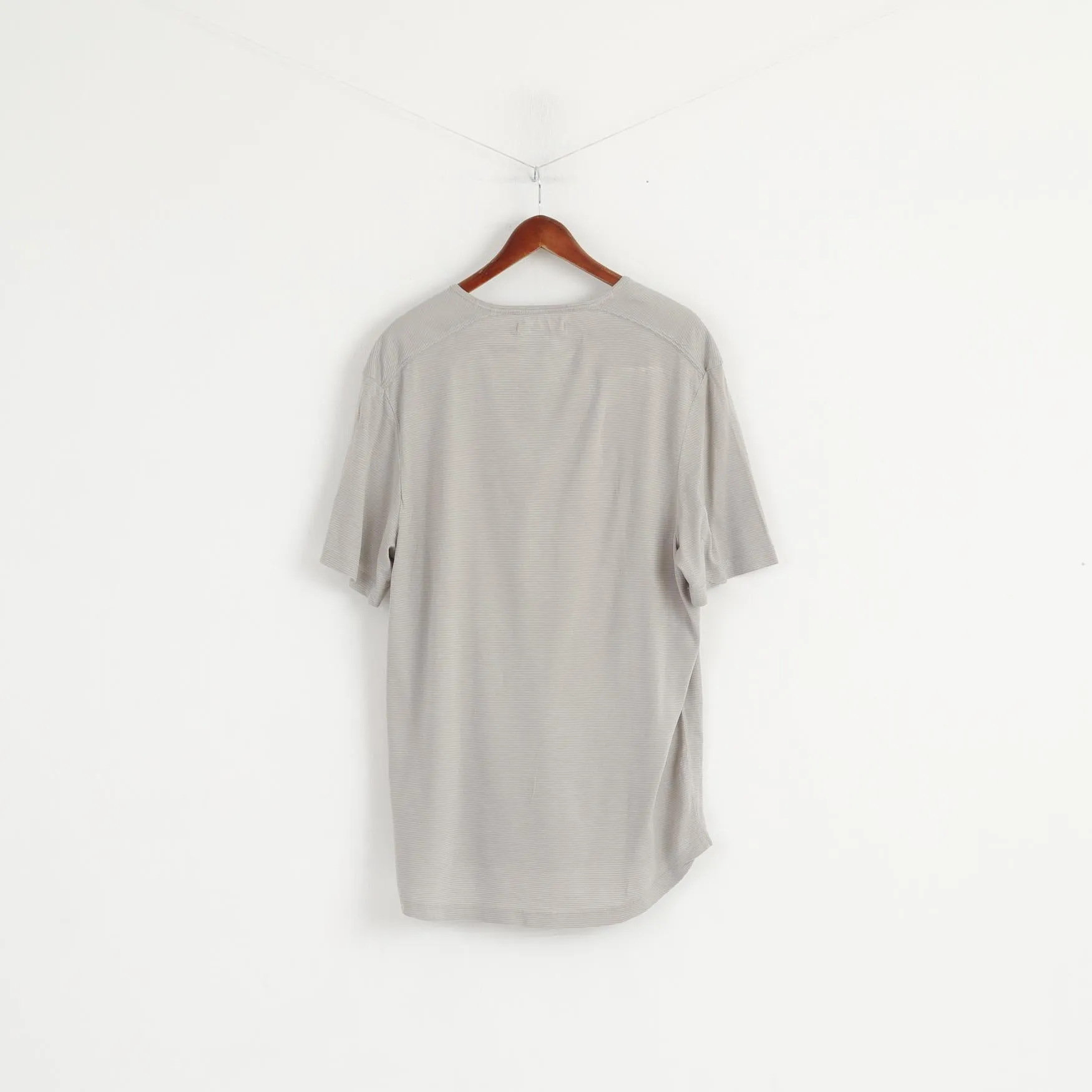Kenneth Cole Men XXL Shirt Grey Striped Soft Thin Material Cotton Summer Top