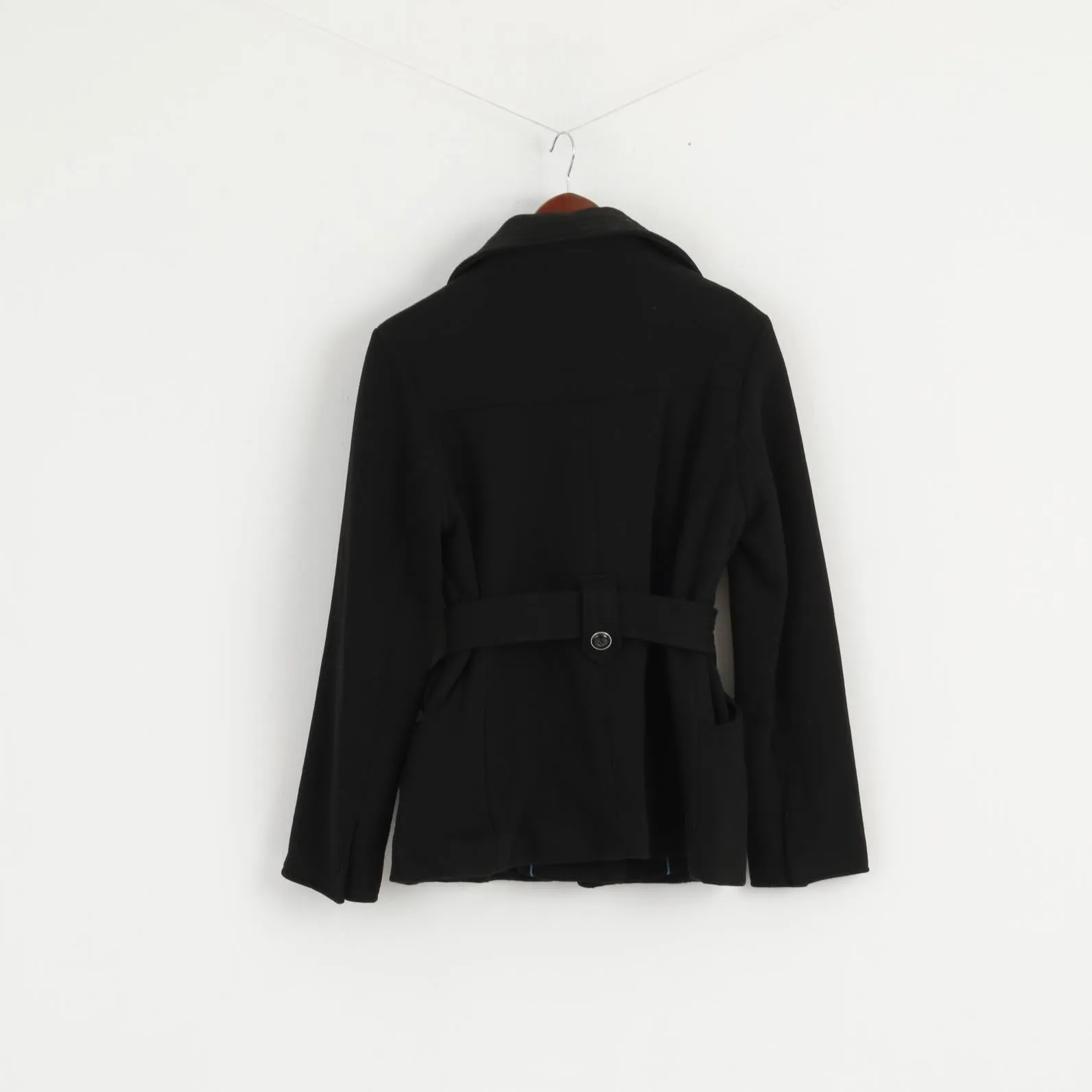 Kenneth Cole Reaction Women M Jacket Black Soft Cotton Belted Fit Casual Top
