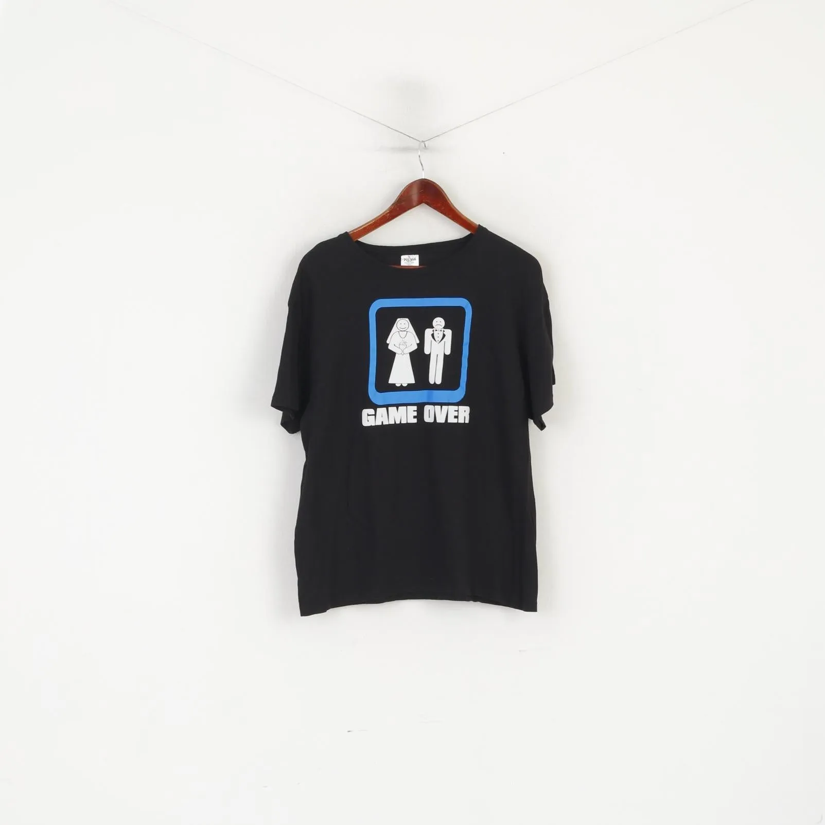 Keya Men XL Shirt Black Cotton Graphic Game Over Super Fit Crew Neck Top