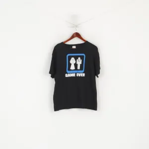 Keya Men XL Shirt Black Cotton Graphic Game Over Super Fit Crew Neck Top
