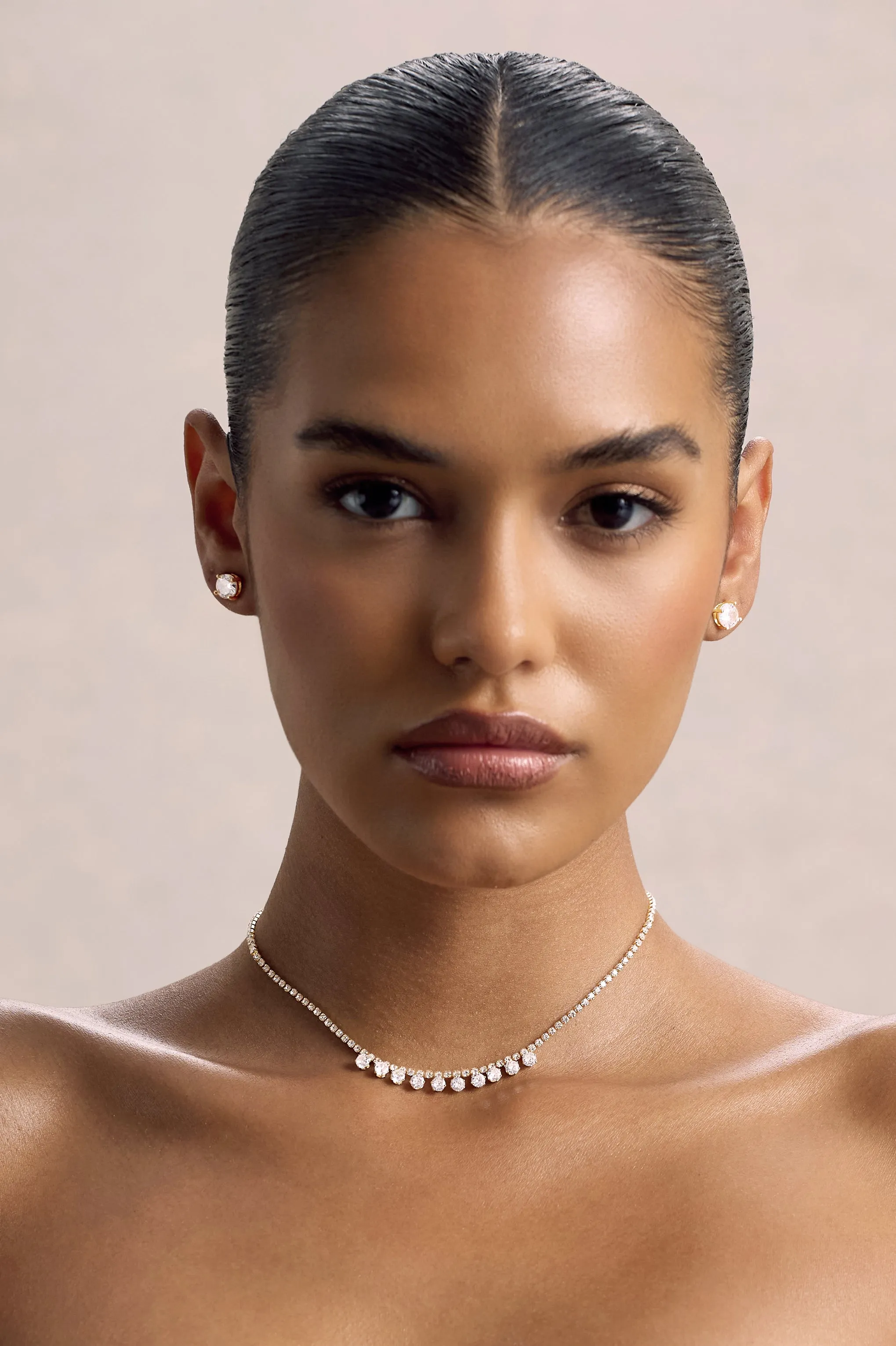 Kinsley | Gold Diamante Necklace Club L London