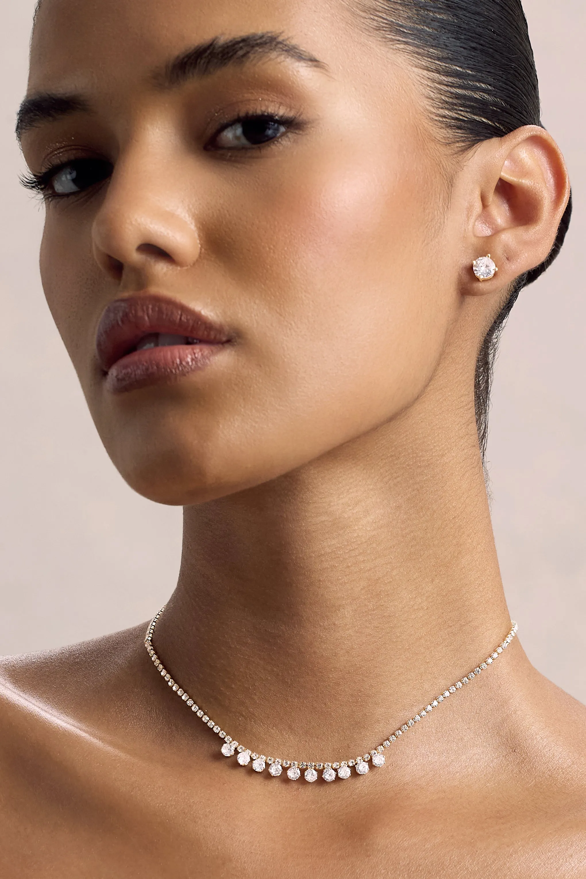 Kinsley | Gold Diamante Necklace Club L London