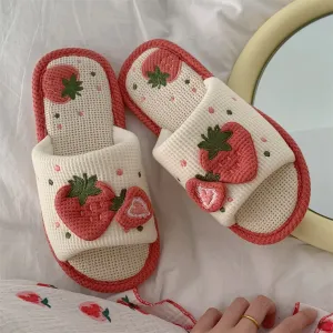 Knit Strawberry Slides