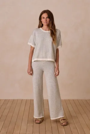 Knit Wide Leg Pant | Sage Stripe