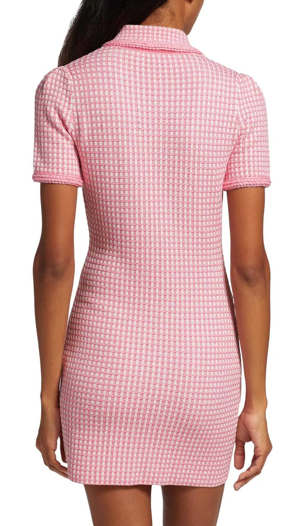 KNITTED BUTTON MINI DRESS IN PINK Gloria Lanvin