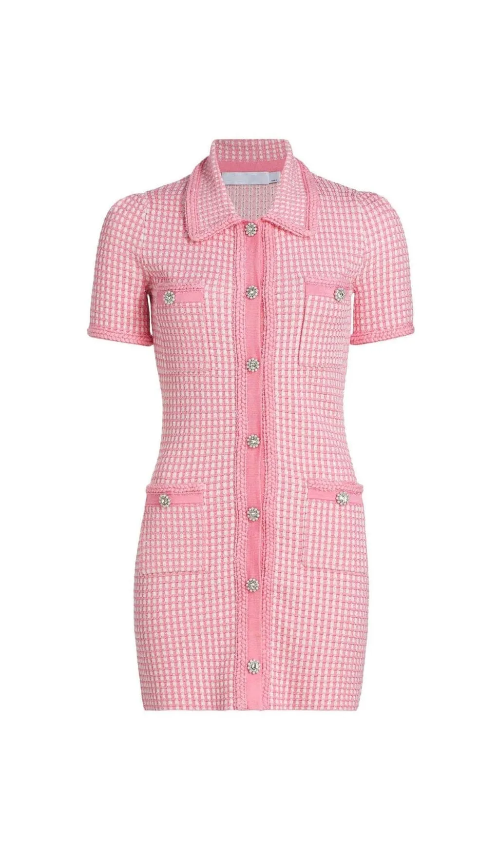KNITTED BUTTON MINI DRESS IN PINK Gloria Lanvin