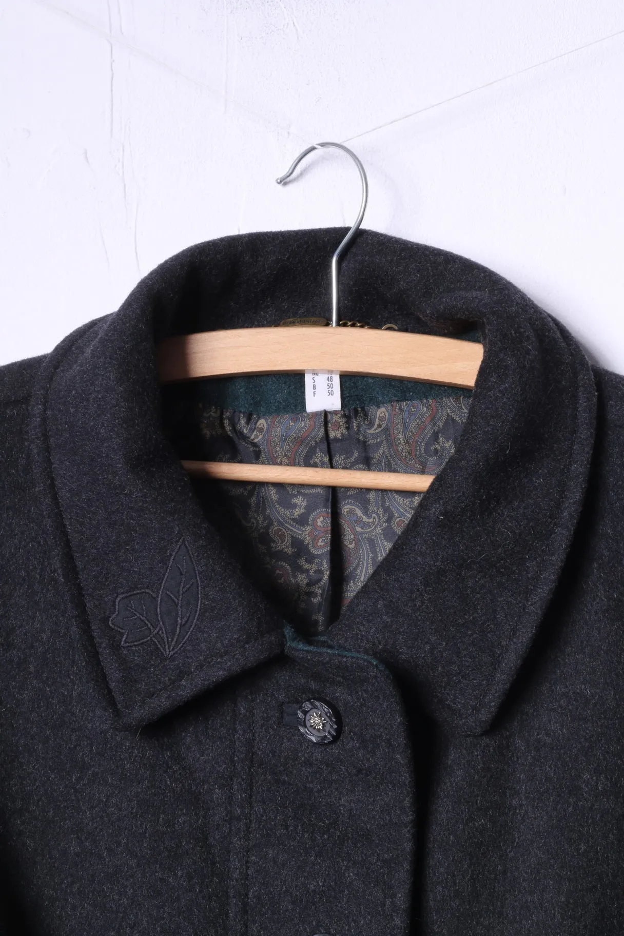 Kohler &Krenzer Alpacca Loden Women 48 2XL Jacket Wool Dark Grey Buttons Front