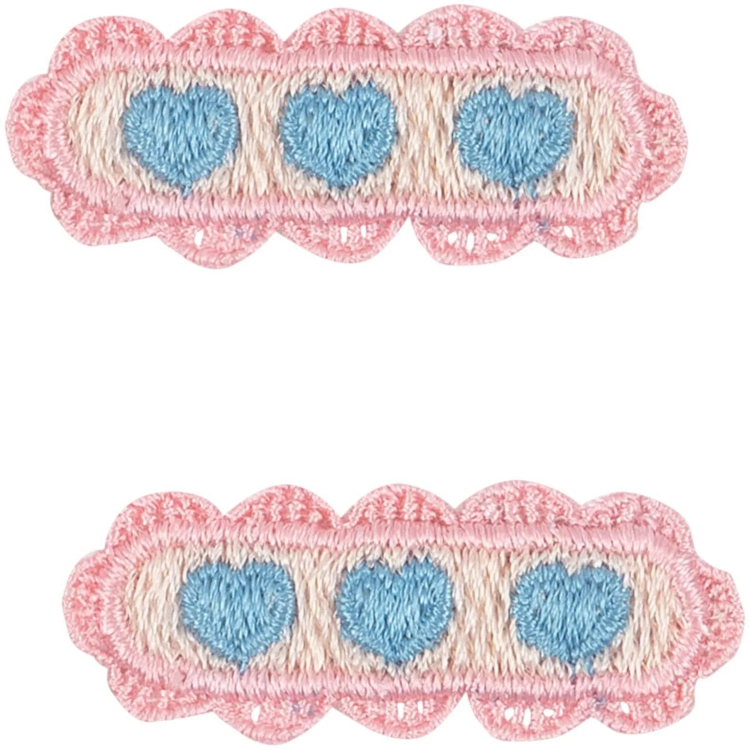 Konges Sljd Buttercream 2 Pack Heart Embroidery Hair Clip