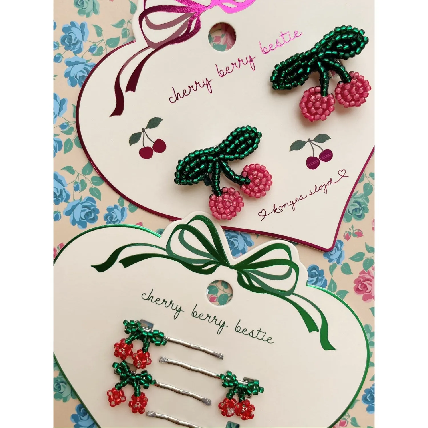 Konges Sljd Cherry 2 Pack Pearly Hair Clips Cherry