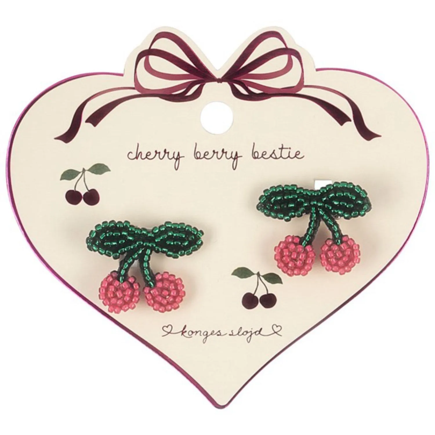 Konges Sljd Cherry 2 Pack Pearly Hair Clips Cherry