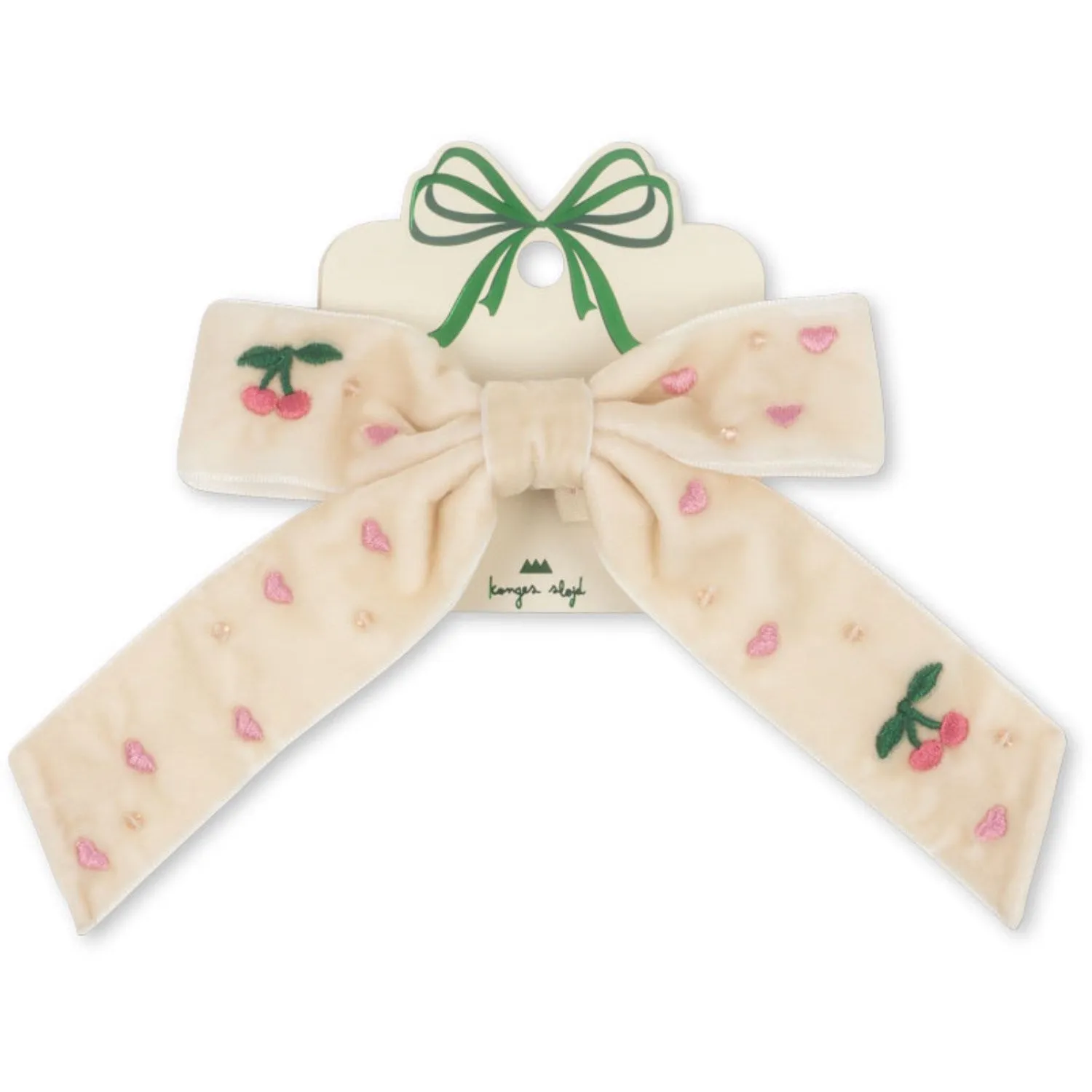 Konges Sljd Pearled Ivory Velvet Bow Pearly Hair Clip