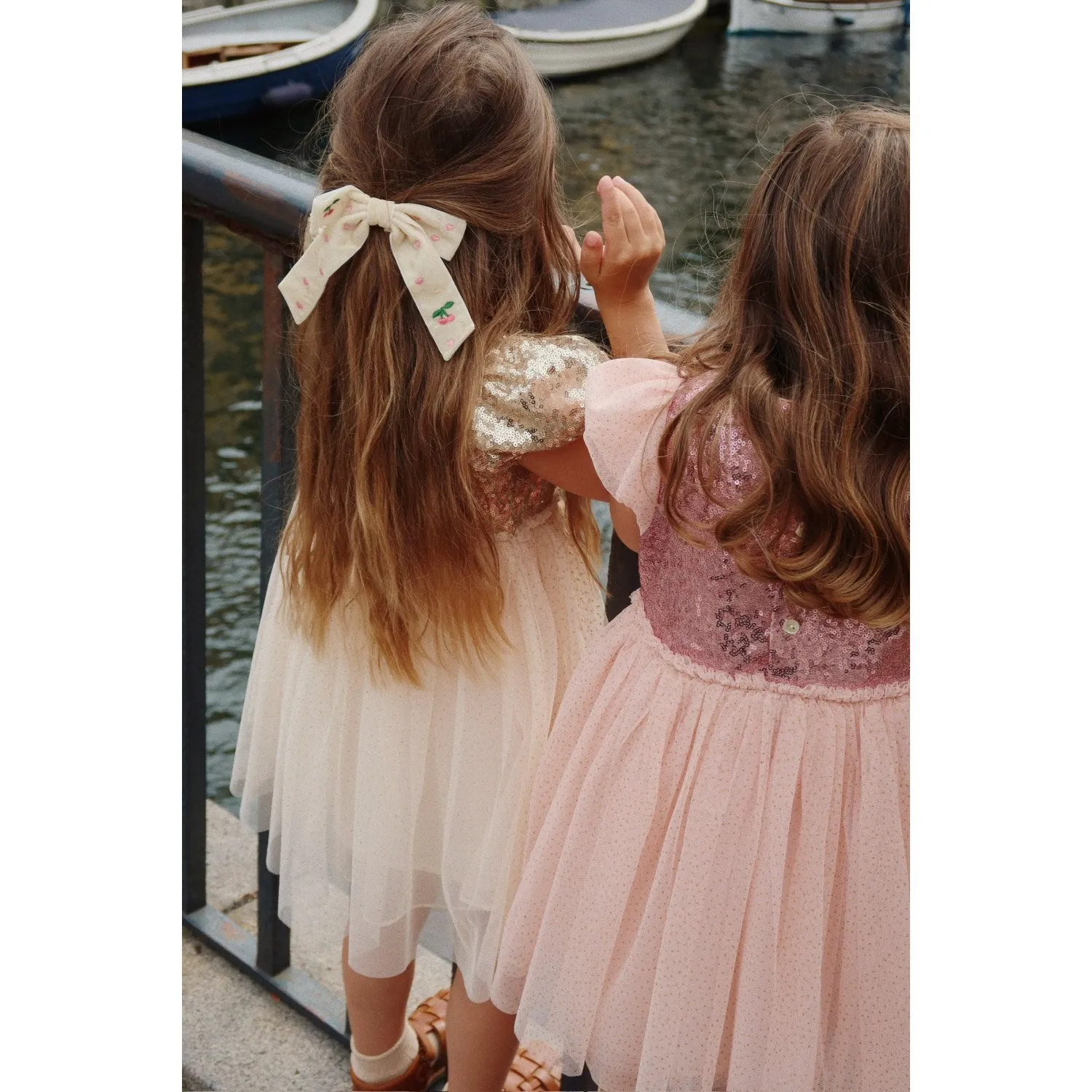 Konges Sljd Pearled Ivory Velvet Bow Pearly Hair Clip