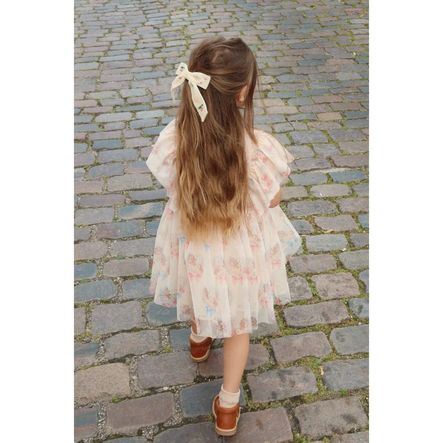 Konges Sljd Pearled Ivory Velvet Bow Pearly Hair Clip