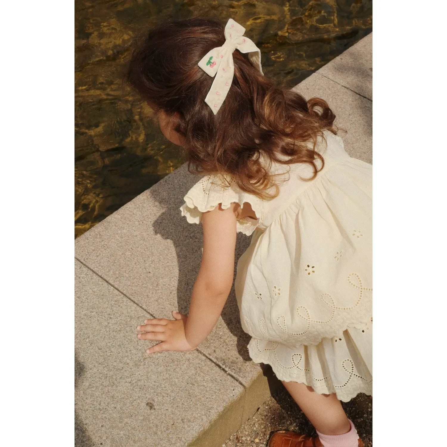 Konges Sljd Pearled Ivory Velvet Bow Pearly Hair Clip