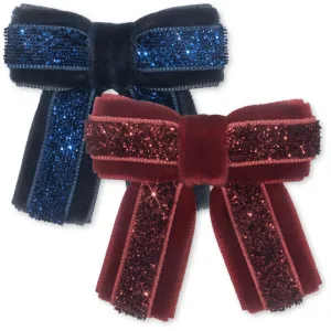 Konges Sljd Red/Navy 4 Pack Velvet Bow Hair Clips