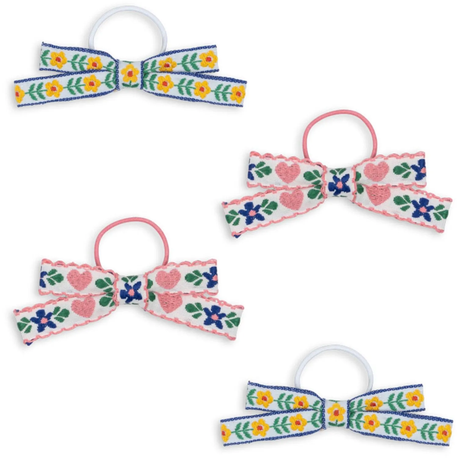 Konges Sljd White/Rose 4 Pack Mini Bow Elastic