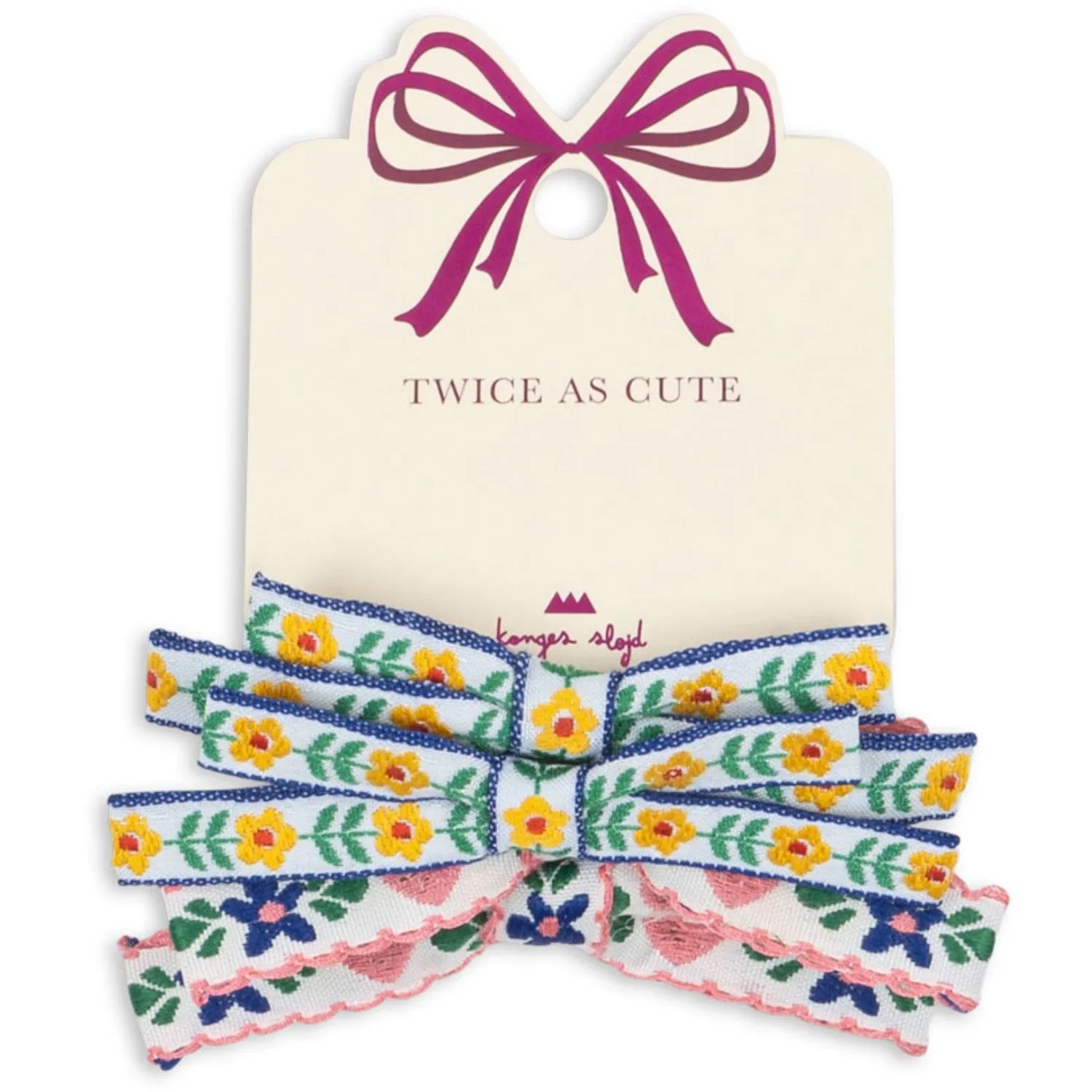Konges Sljd White/Rose 4 Pack Mini Bow Elastic