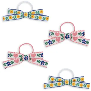 Konges Sljd White/Rose 4 Pack Mini Bow Elastic