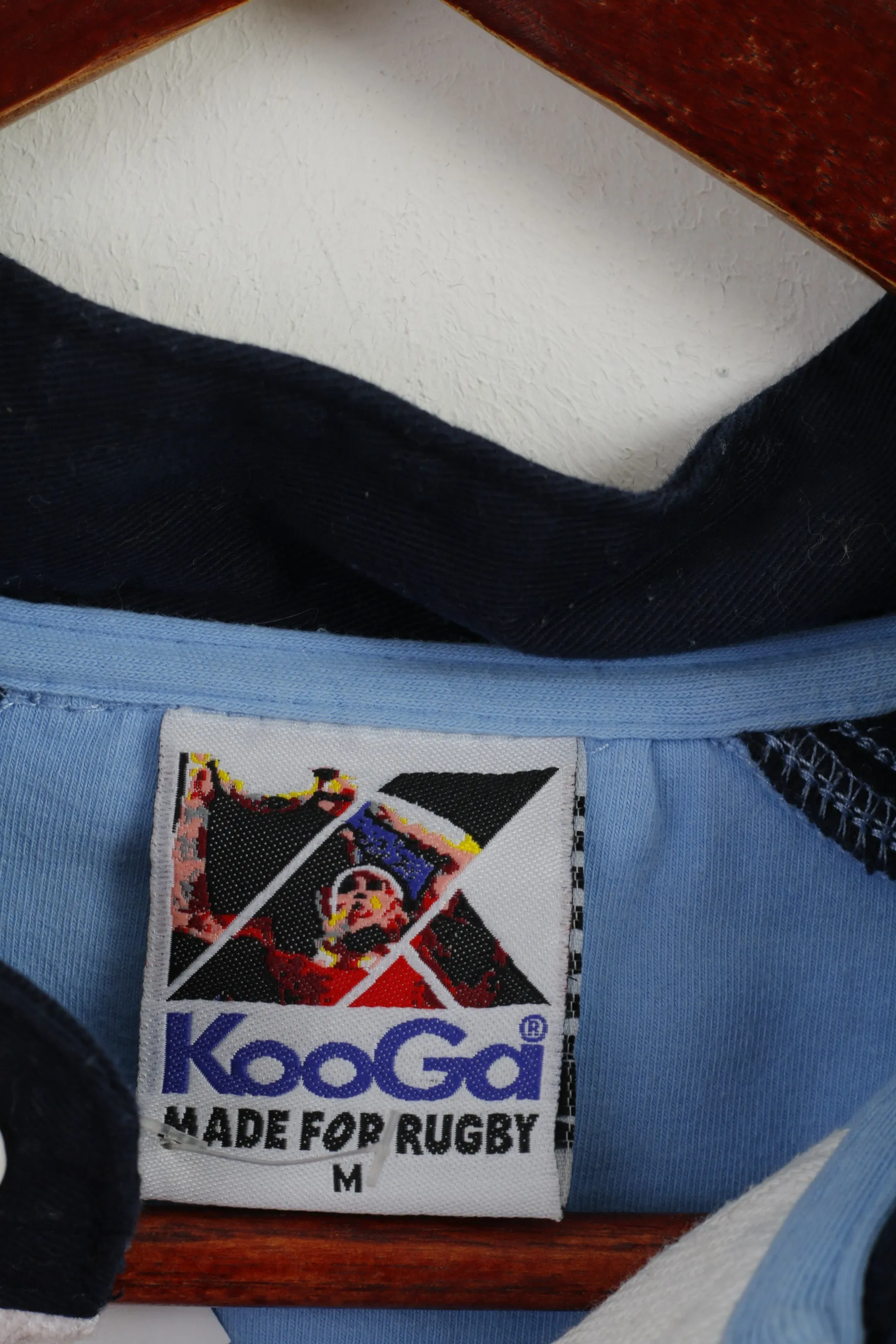 KooGa Men M Shirt Blue Made For Rugby Sharks #14 Cotton Short Sleeve Stretch Top