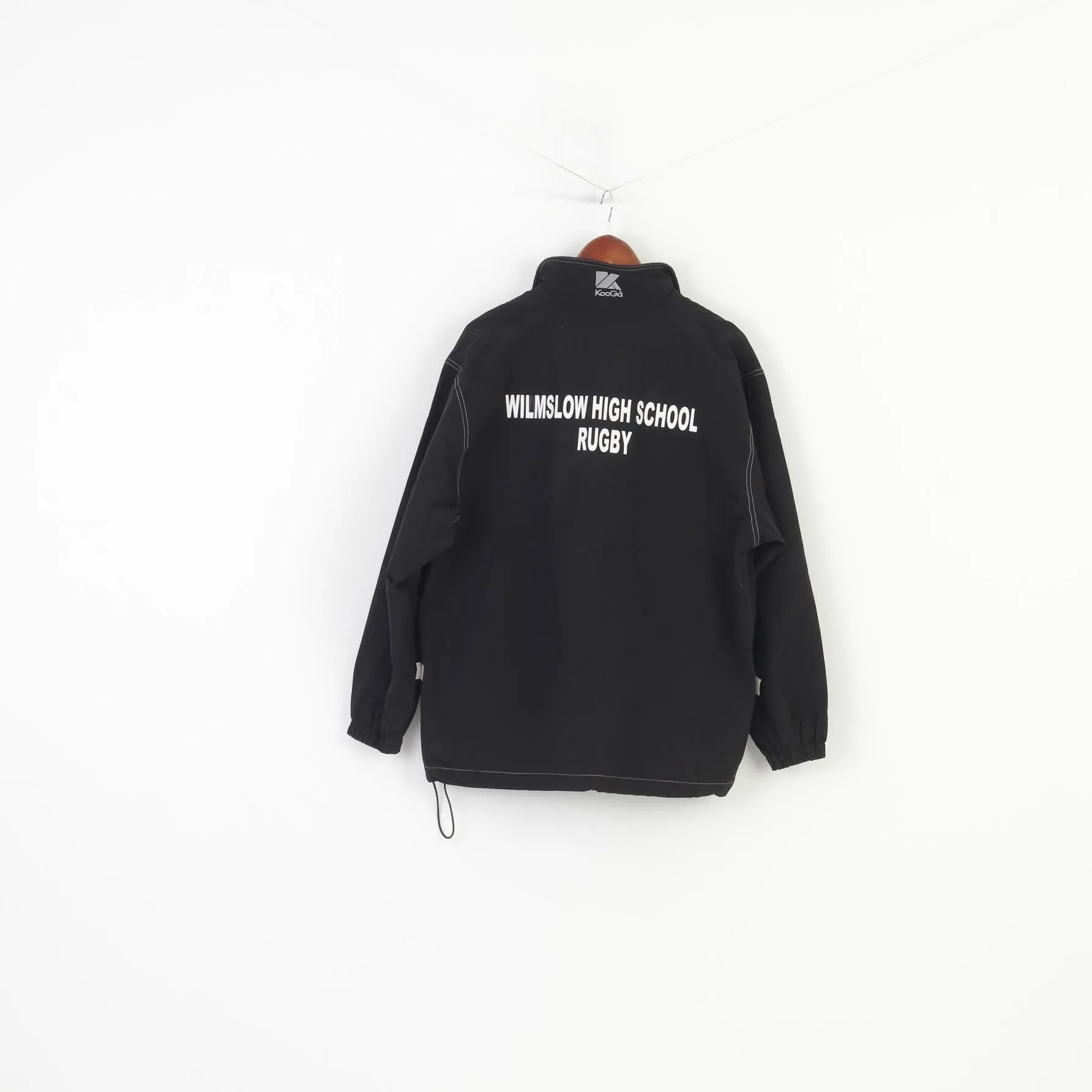 KOOGA Men S Jacket Black Pullover Nylon Wilmslow High School Rugby Vintage Zip Neck Top