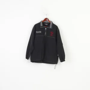 KOOGA Men S Jacket Black Pullover Nylon Wilmslow High School Rugby Vintage Zip Neck Top