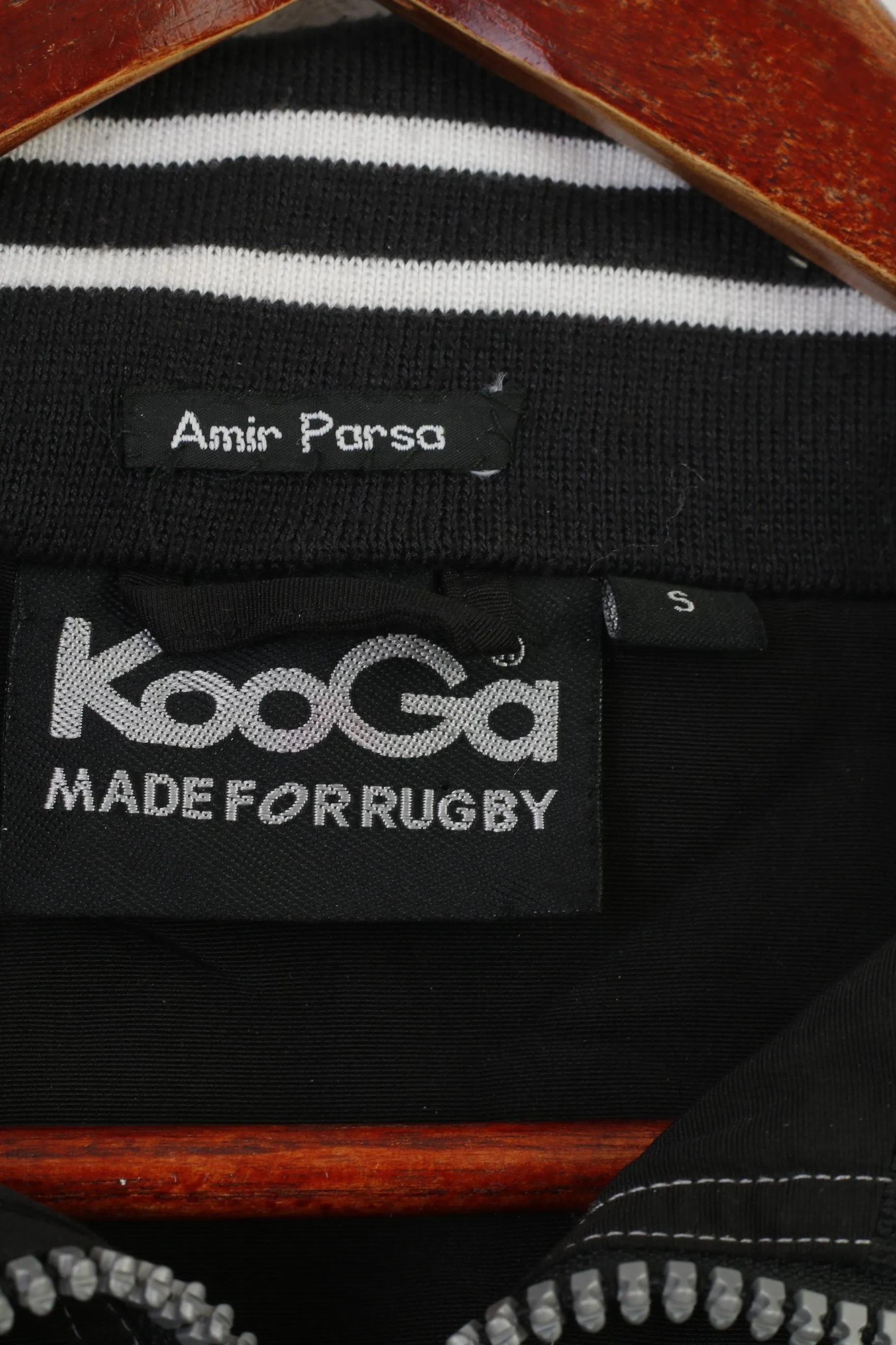 KOOGA Men S Jacket Black Pullover Nylon Wilmslow High School Rugby Vintage Zip Neck Top
