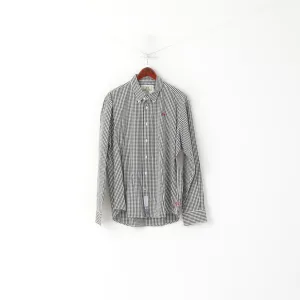 La Martina Men XXL Casual Shirt Black & White Cotton Check Long Sleeve Top