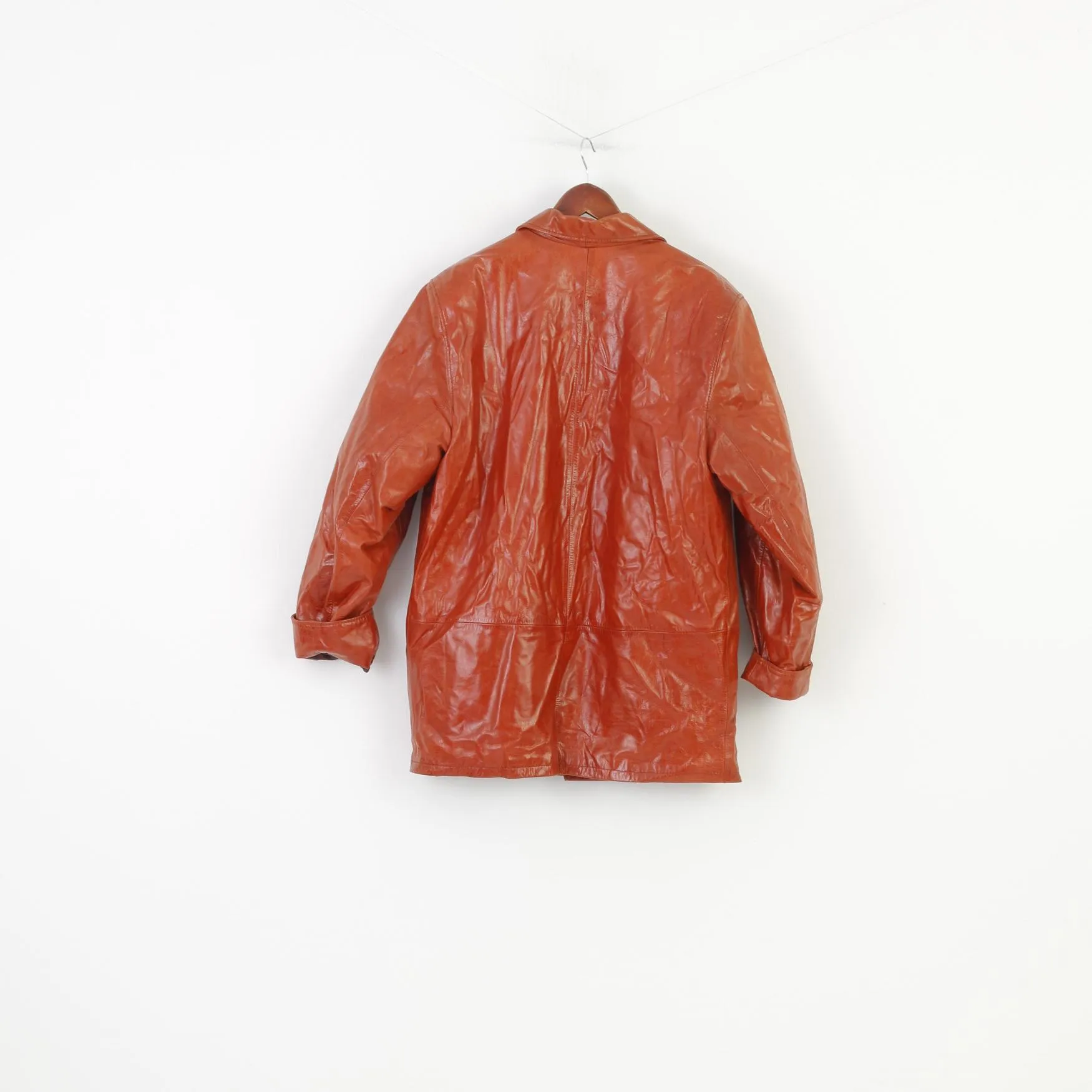 Laguna Men M Leather Jacket Brick Shiny Streetwear Vintage Padded Removable Lining Top