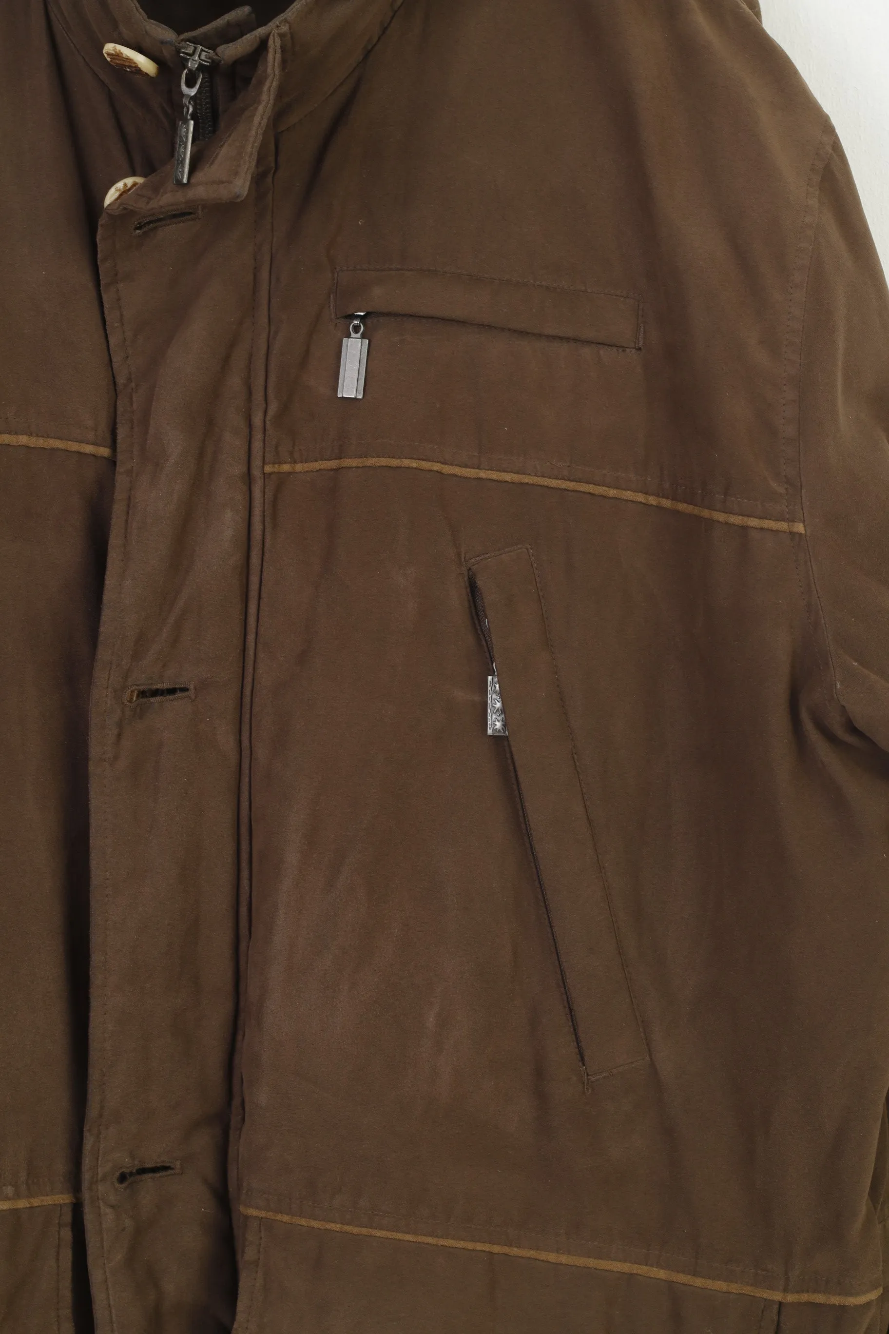 Landhaus Men 56 XL Jacket Brown Full Zipper C&A Collar Vintage Padded  Top
