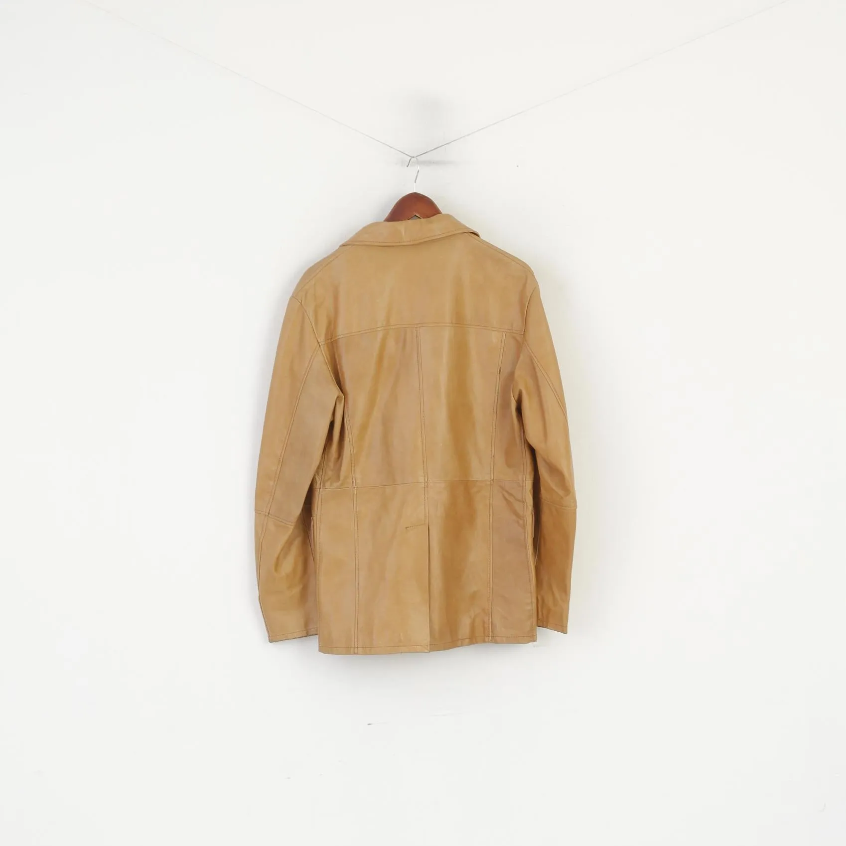 Lavorazione Artigiana Men L (M) Leather Jacket Camel Leather Made in Italy Classic Vintage Top