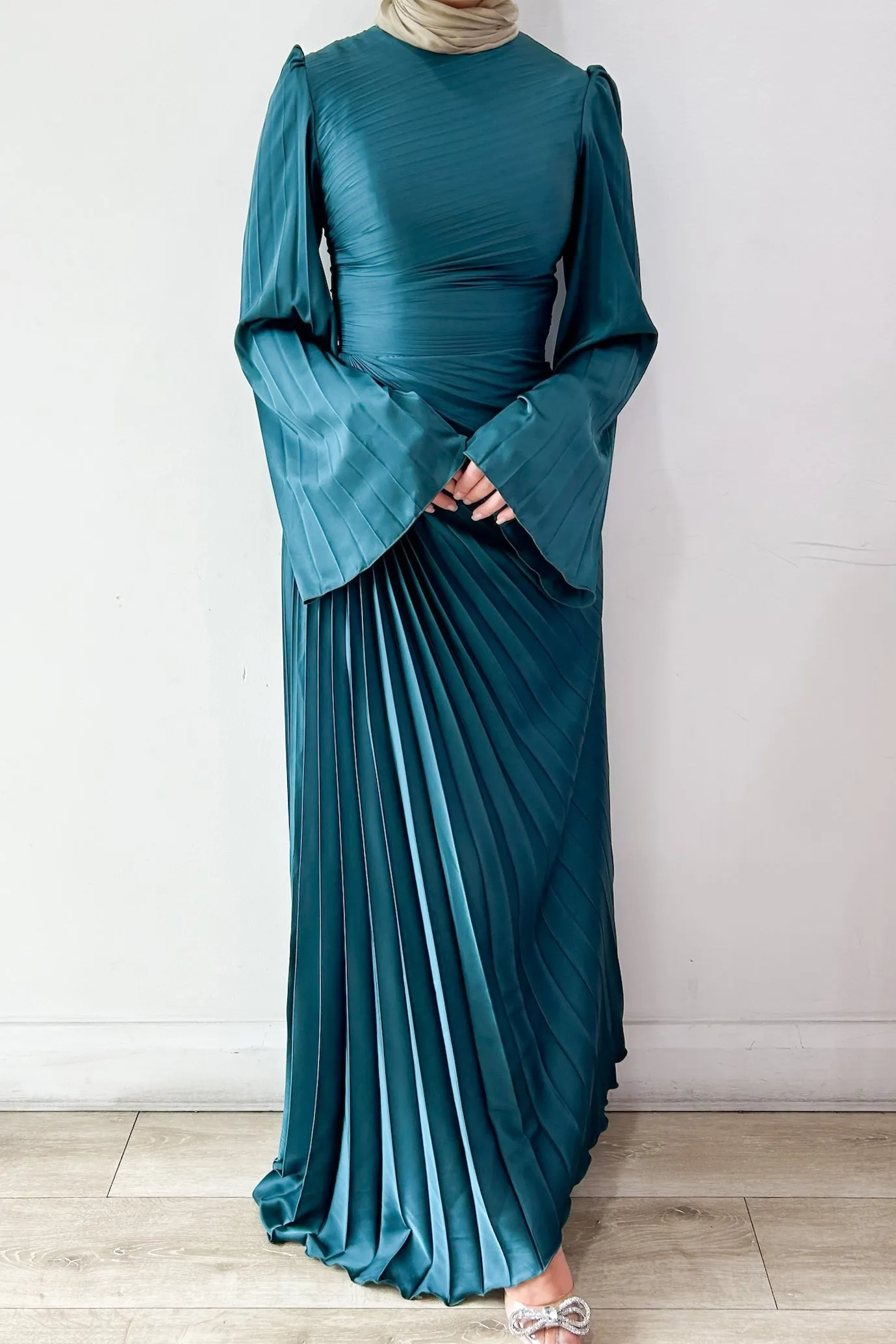 Layla Pleated Gown Deep Teal by HSH