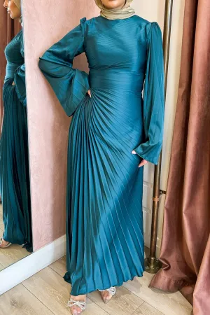 Layla Pleated Gown Deep Teal by HSH