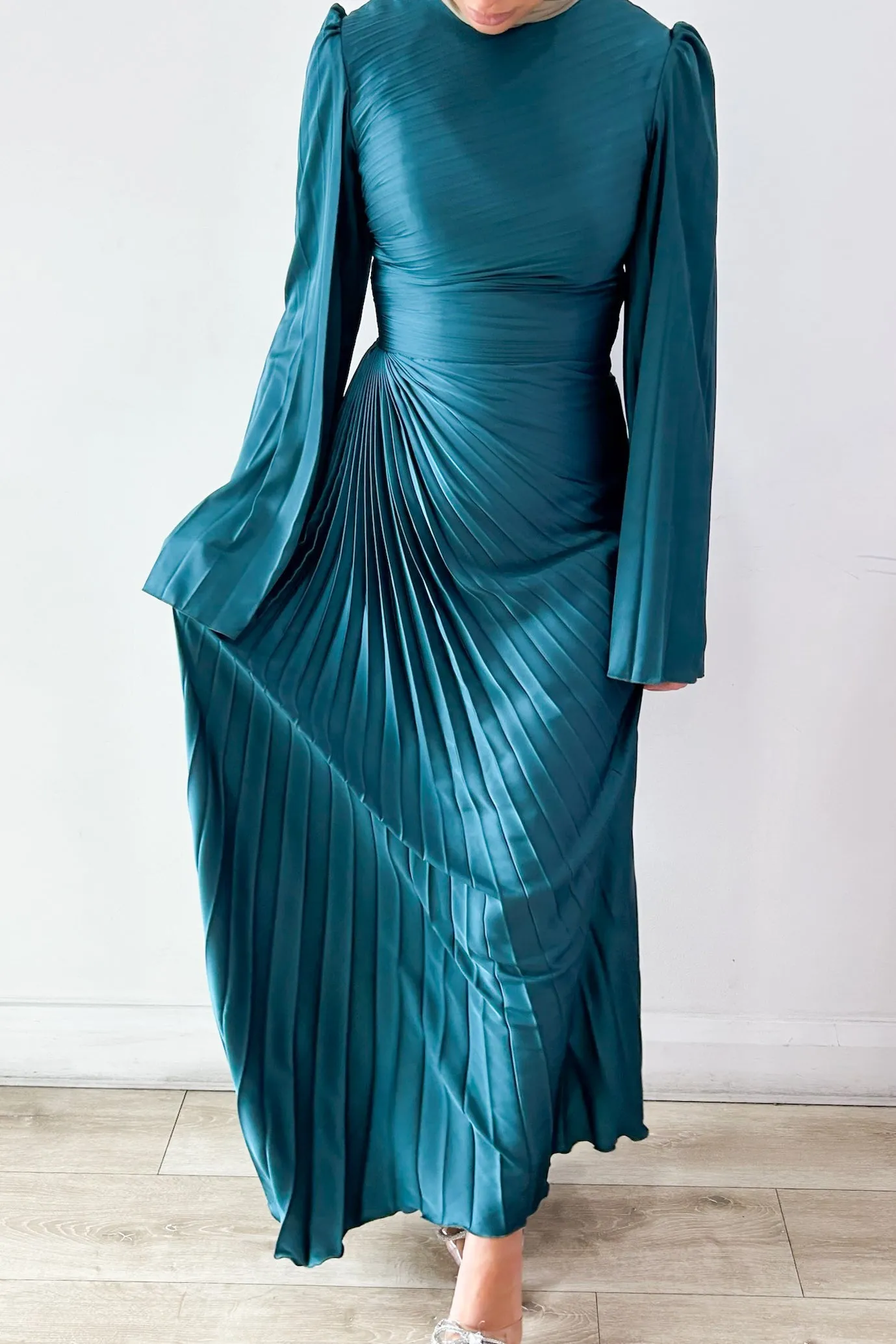 Layla Pleated Gown Deep Teal by HSH