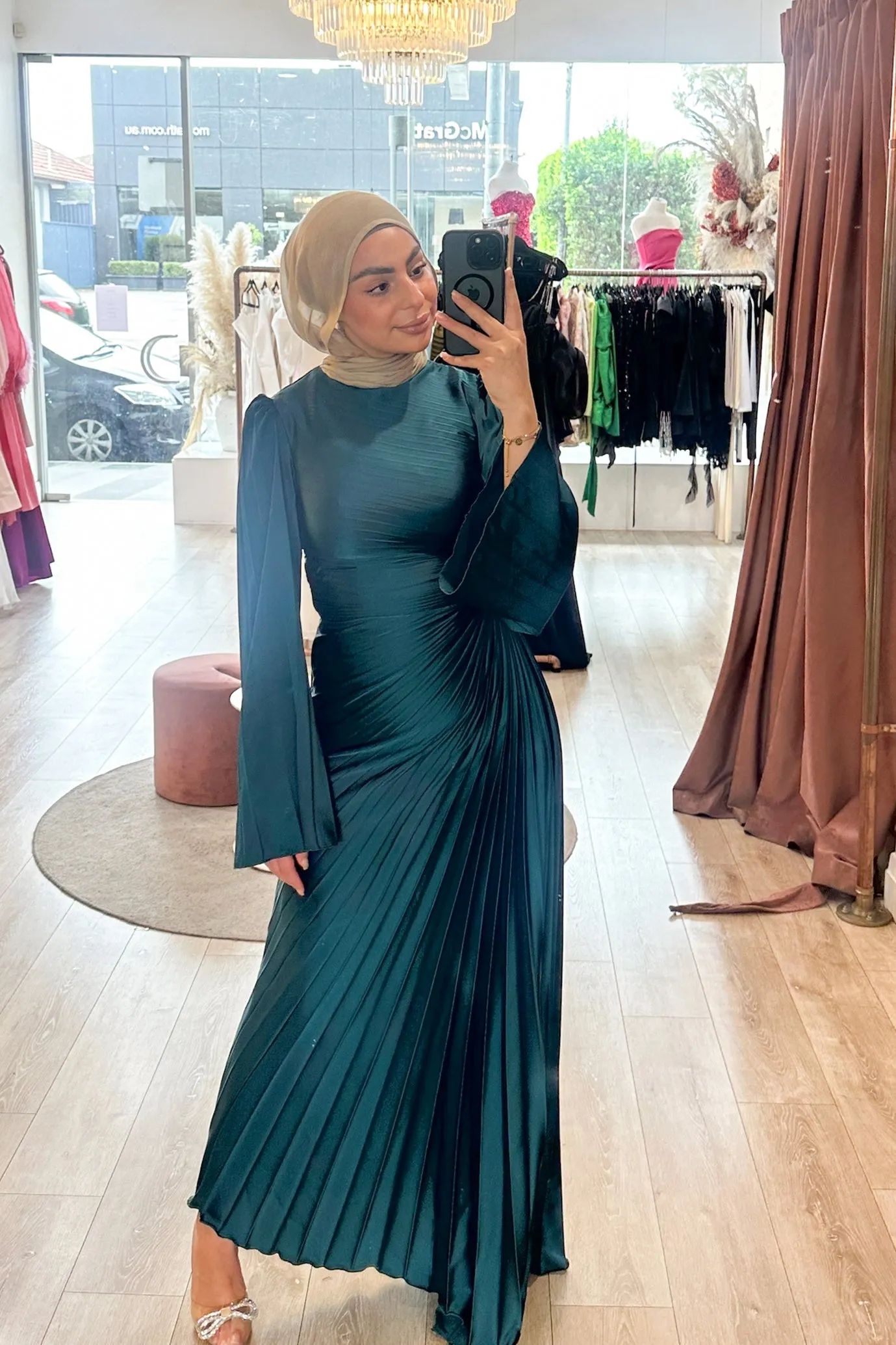 Layla Pleated Gown Deep Teal by HSH