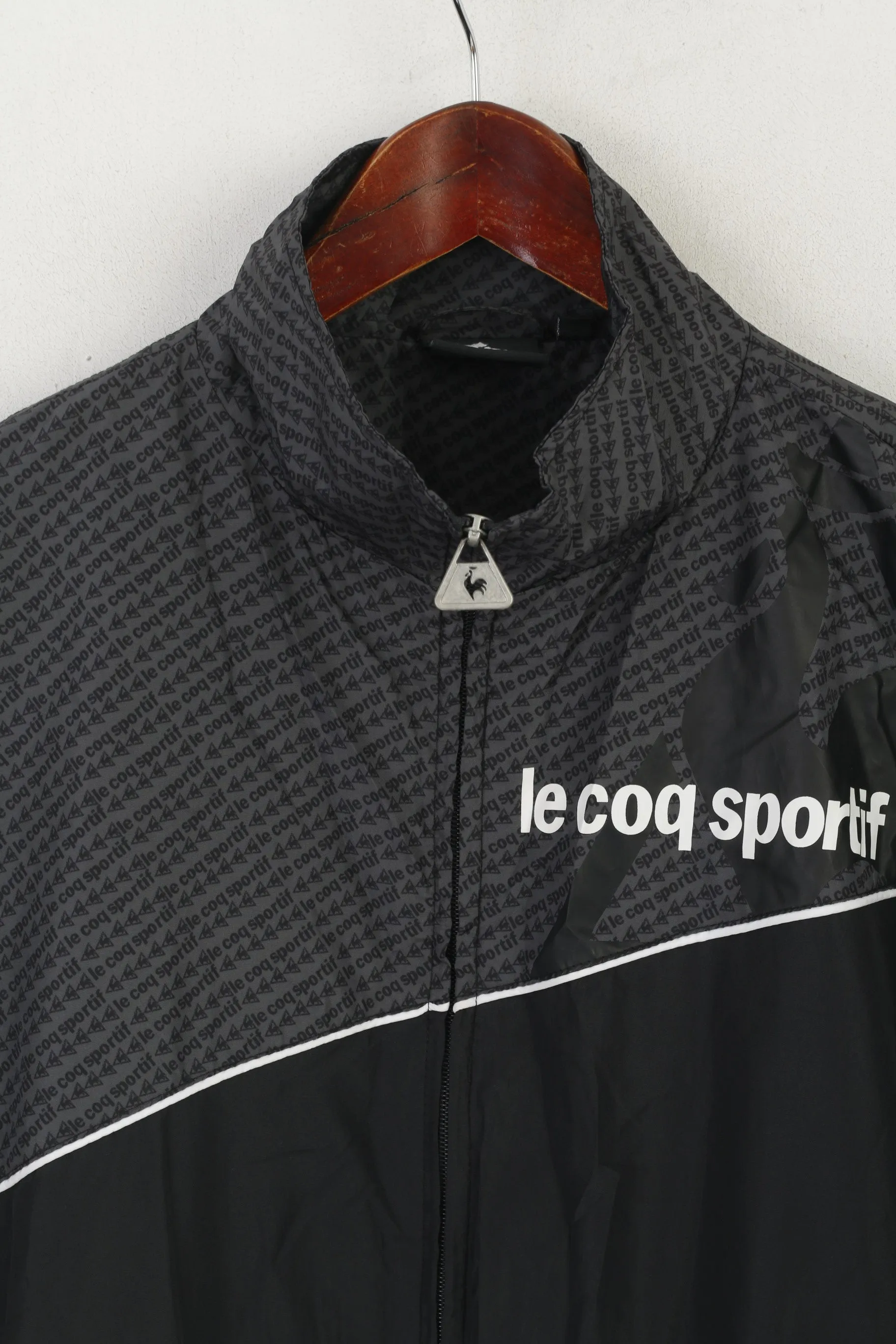 Le Coq Sportif Men S Jacket Black Vintage Sportswear Full Zip Lightweight Top