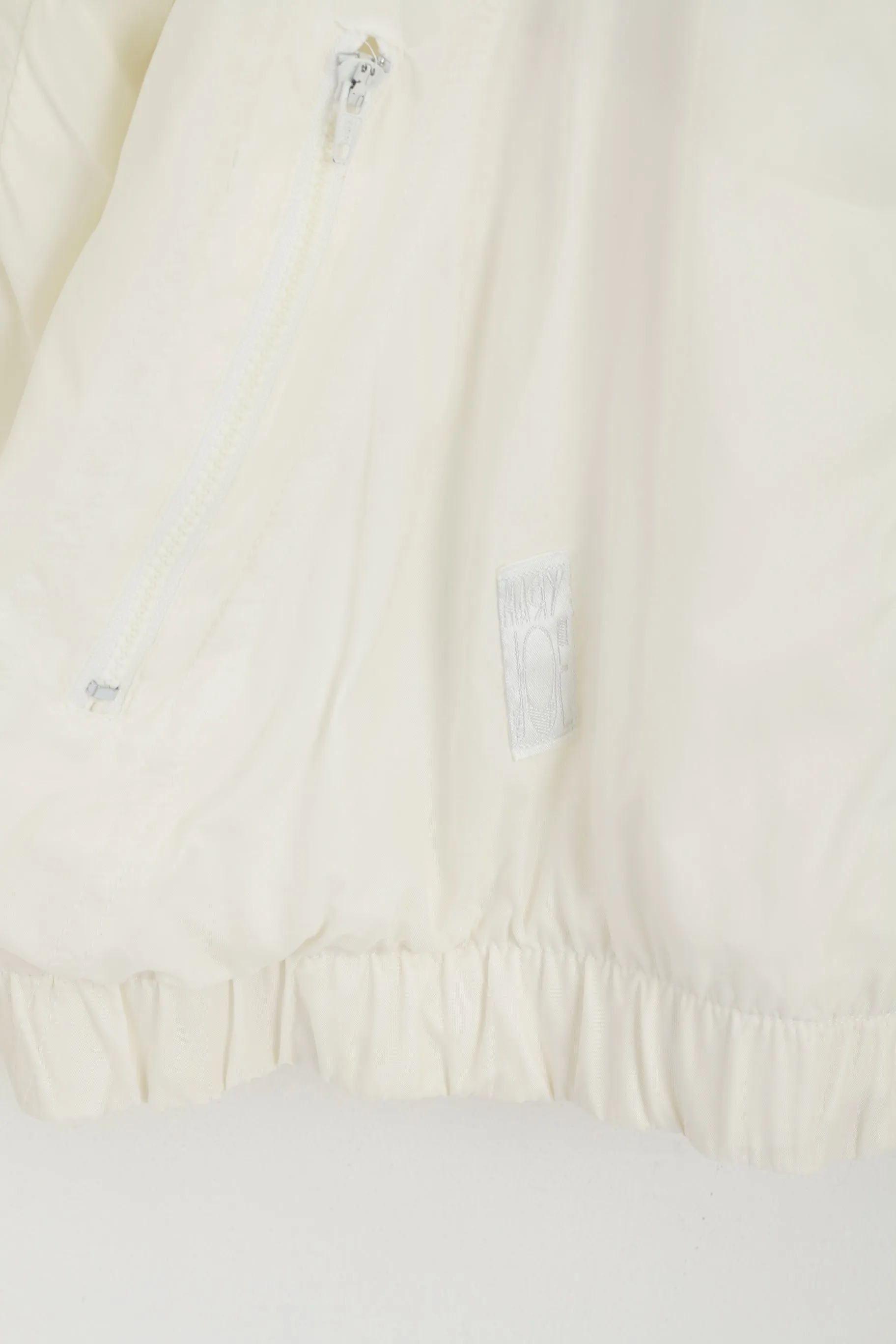 Le Coq Sportif Women 10 38 S Track Jacket Cream Vintage  Nylon Zip Up Festival Top