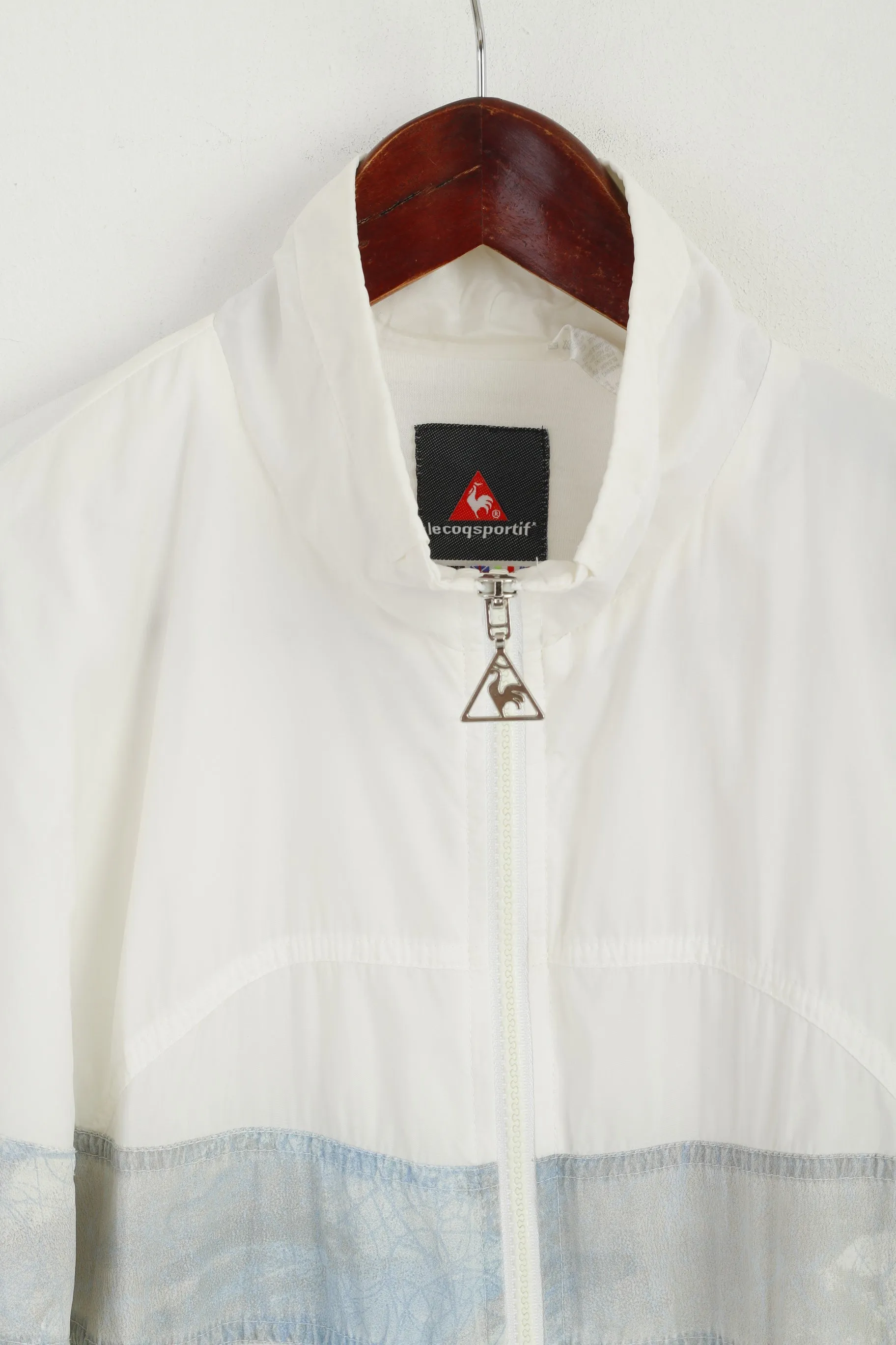 Le Coq Sportif Women 10 38 S Track Jacket Cream Vintage  Nylon Zip Up Festival Top