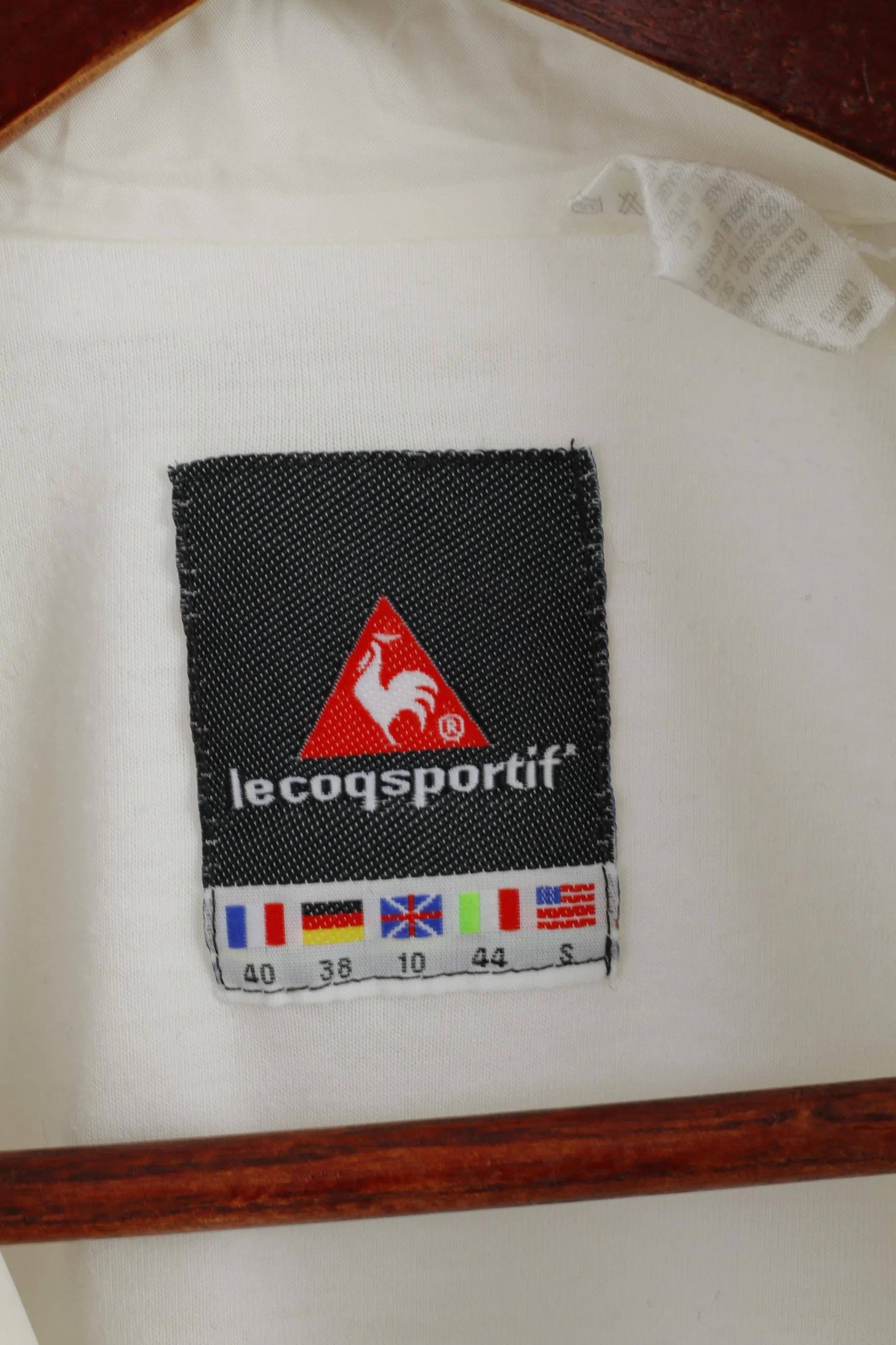 Le Coq Sportif Women 10 38 S Track Jacket Cream Vintage  Nylon Zip Up Festival Top