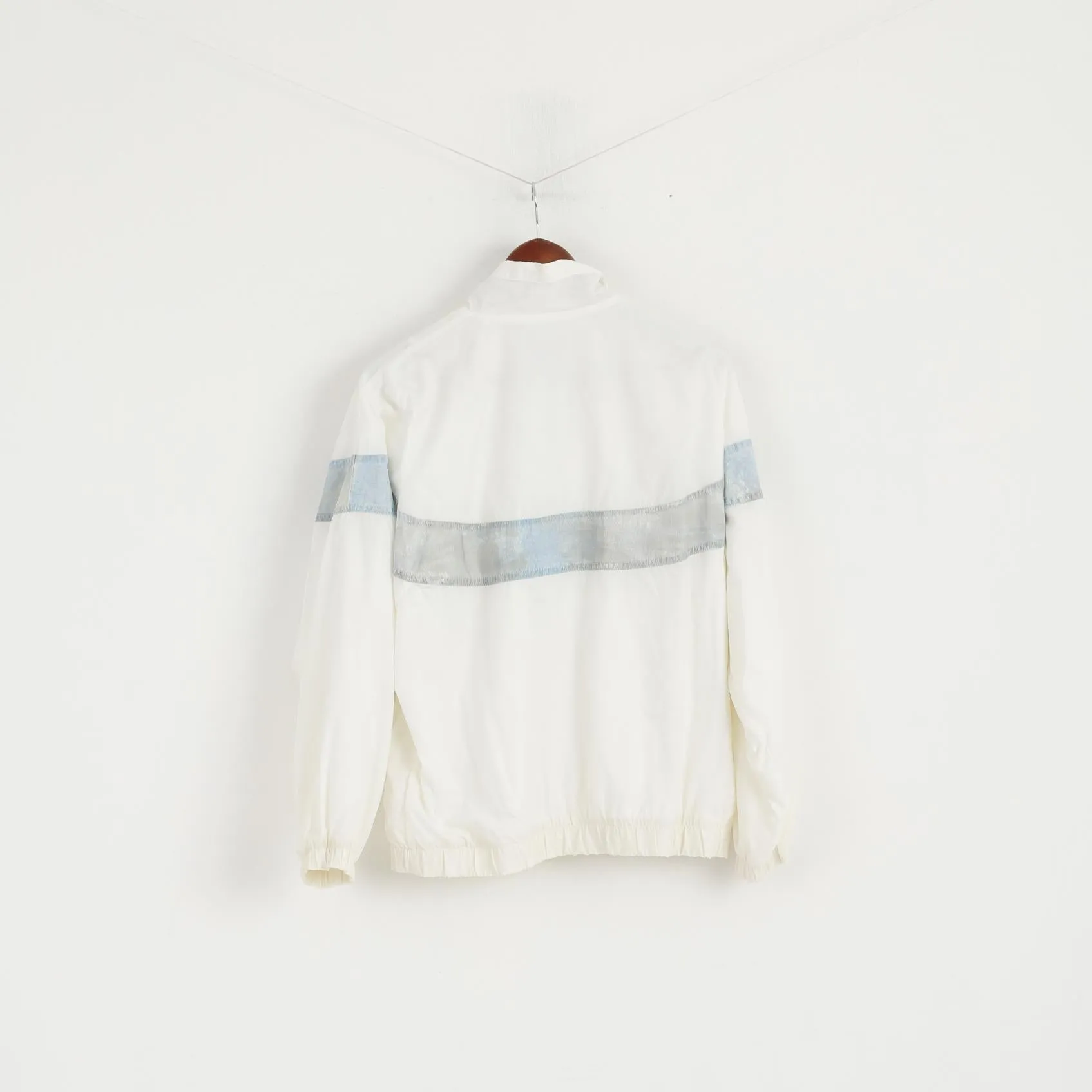 Le Coq Sportif Women 10 38 S Track Jacket Cream Vintage  Nylon Zip Up Festival Top