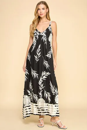 LEAF PRINT MAXI SUNDRESS