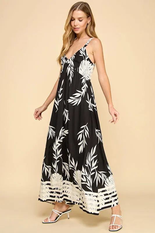 LEAF PRINT MAXI SUNDRESS