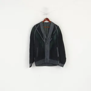 Leder Mode Breitkreuz Men L Jacket Navy Vintage Leather Shoulder Pads Retro Top