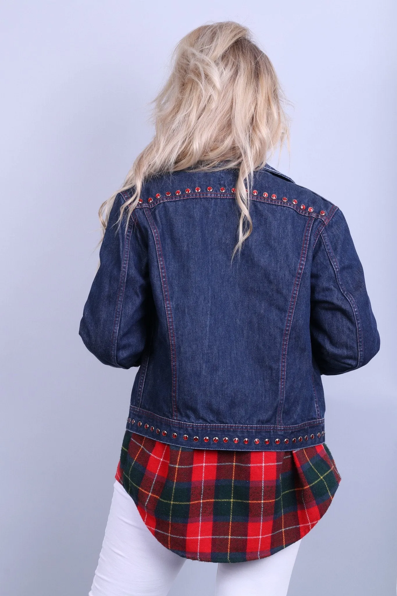 Lee Premium Quality Women L (M) Denim Jacket navy Jeans Slim Cotton Detailed Top